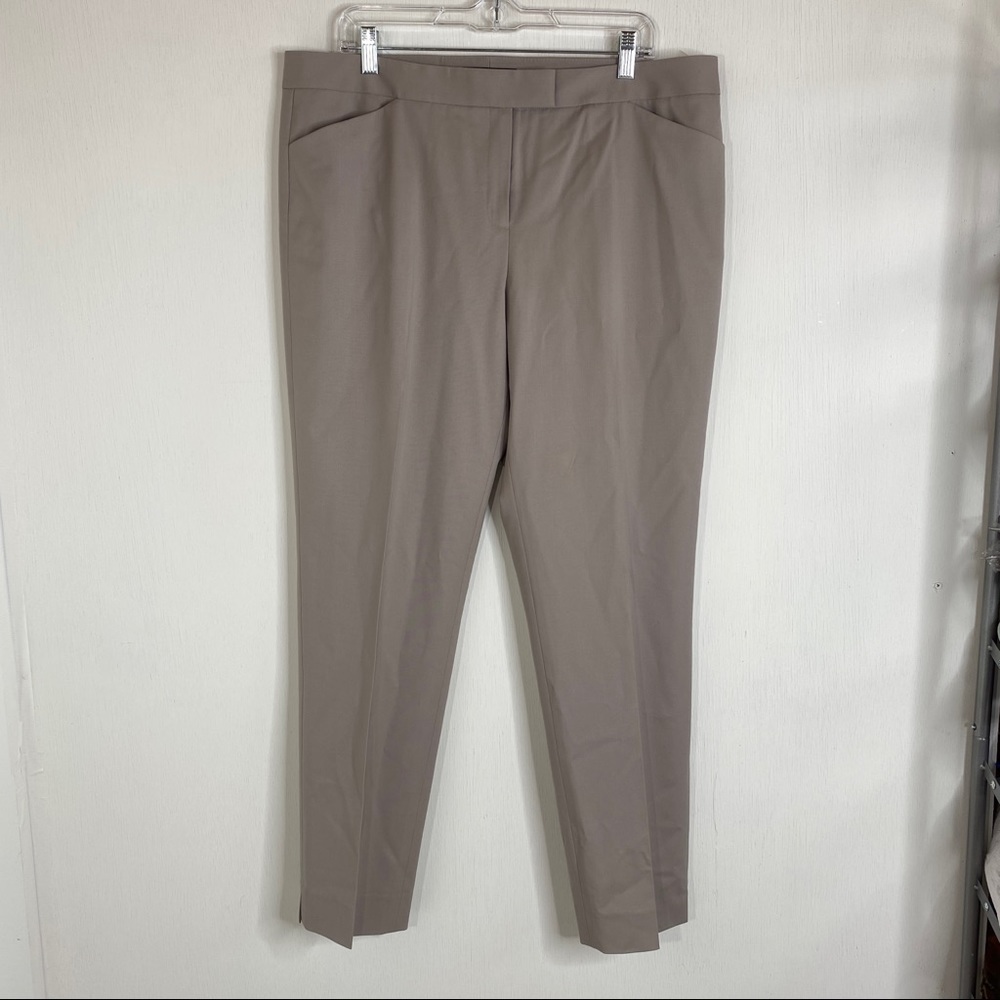 Lafayette 148 Irving Stretch Virgin Wool Pants Crop Beige Size 14